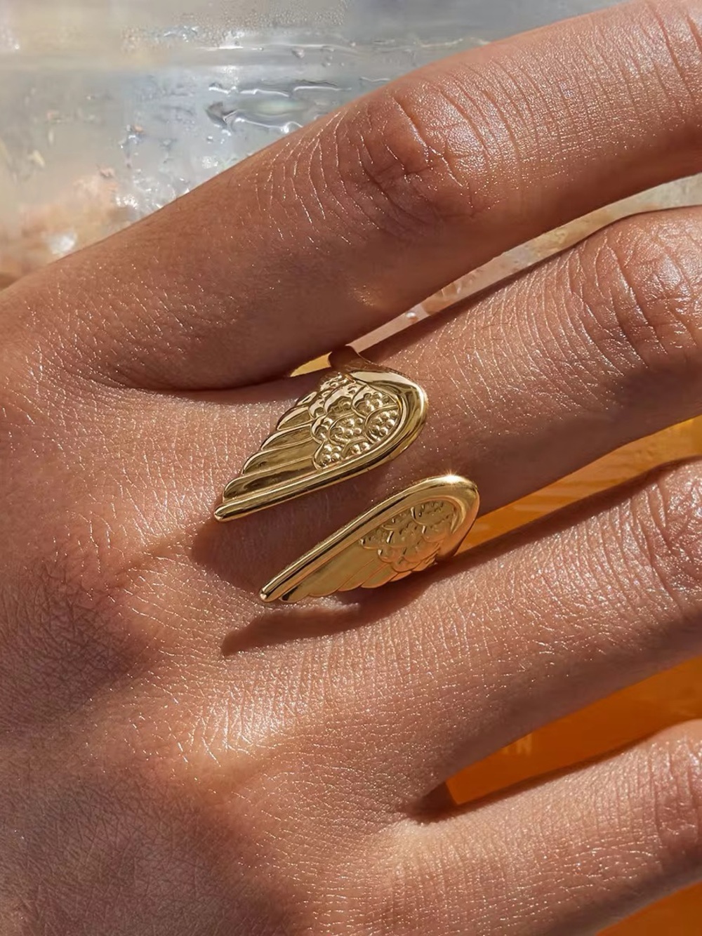 18K Gold Plated Adjustable Wing Ring